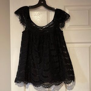 Milly of New York black lace blouse sz2